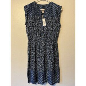 Loft Women's Dress Blue Sleeveless Mixed Print Paisley Print Petite Small NWT